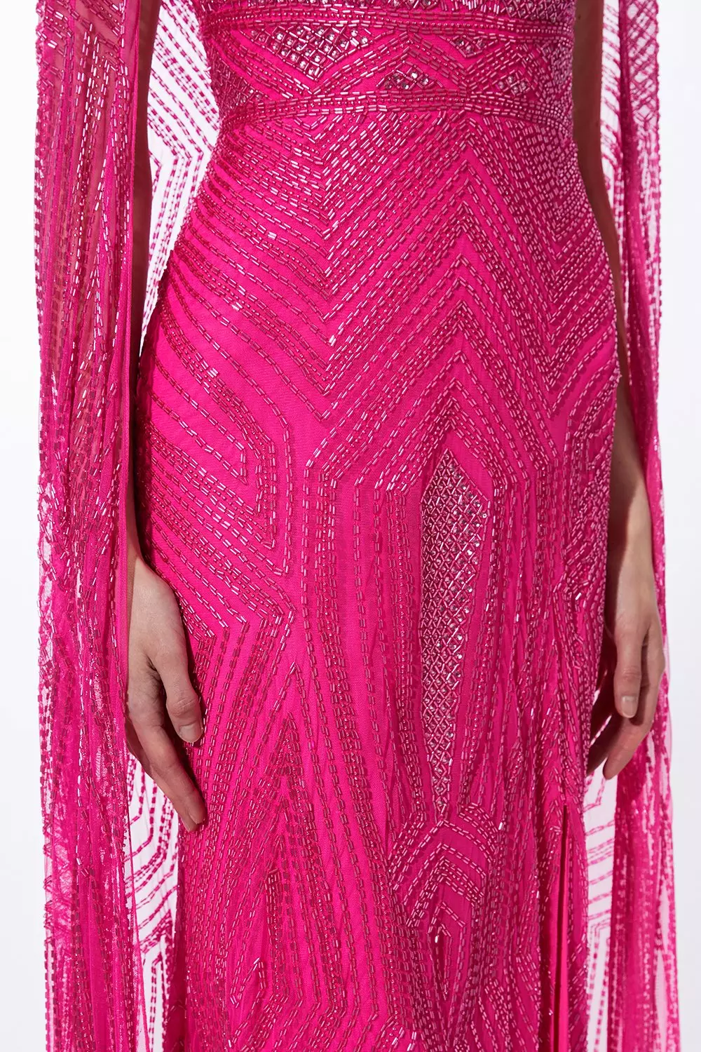 Premium Embellished Caped Maxi Dress | Karen Millen